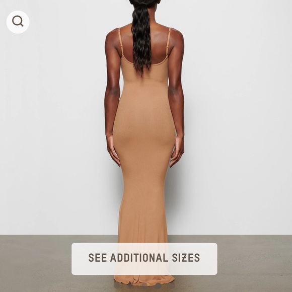 NWT SKIMS SOFT LOUNGE SLIP LONG DRESS CAMEL - Picture 4 of 6